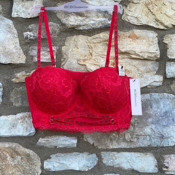 BCBGeneration Multi-Style PUSH-UP Red lace bra size 38C NEW - Picture 7 of 7